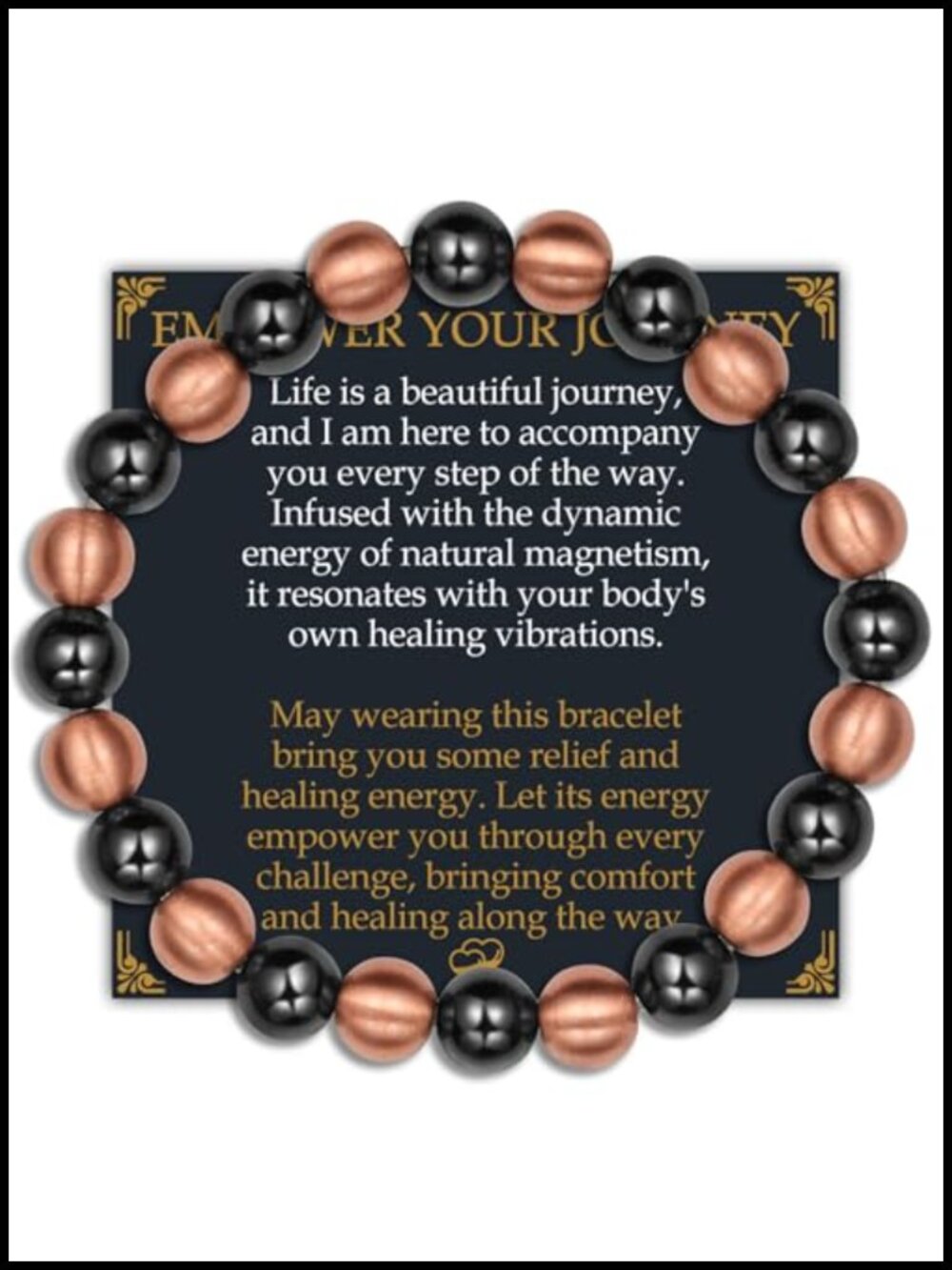 Pure Copper Magnetic Bracelet with Stretch Beads, Unisex Healing Jewelry for